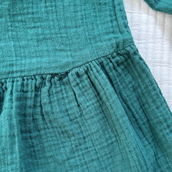 Cat & Jack Girls Dress In Forest Green with Floral Embroidered Designed Sleeves - Picture 8 of 8